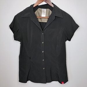 The North Face Button Down Shirt Black Womens Small Outdoors Work Pockets